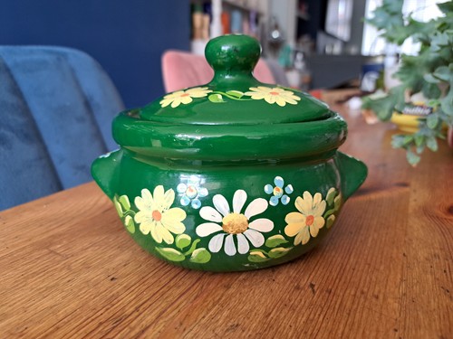 Vintage green painted - green, ceramic
