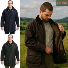Game Mens Padded Wax Cotton Jacket Detachable Hooded Tartan Quilted Outdoor Coat