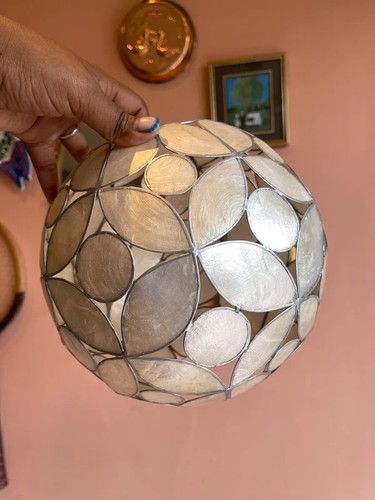 Round capiz shell pendant - shell,