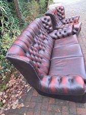 Genuine OxBlood WingBackButtoned Leather Chesterfield SofaSet 3+1-FREEdvy HA13DF