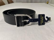 New Mens Polo Ralph Lauren Wilton Equestrian Leather Belt in Black 34