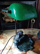 Widdop & Bingham 2004 Bankers Lamp  Boy Figure Sitting Reading Lamp Working Vgc