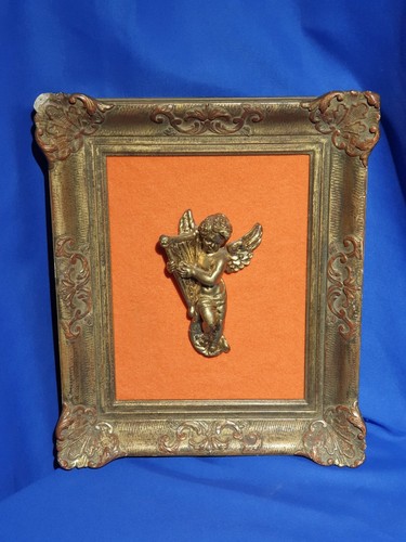 Gold framed vintage cherub - vintage, /