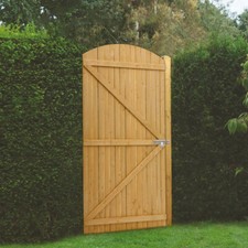Pedestrian Arched Top Garden Gate Wooden Backyard Fence Barn Door Kit 105cm Wide