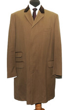 GREAT CHARLES TYRWHITT VELVET COLLAR COVERT COAT SIZE 44'' R BROWN