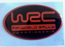 WRC WORLD RALLY CHAMPIONSHIP GRILL BONNET BADGE BLACK RED CLASSIC 75mm X 45mm