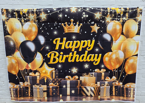 Happy birthday backdrop black - birthday,