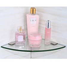  2pcs Bathroom Corner Glass Shelf - Wall Mounted Storage Rack - Shower Basket