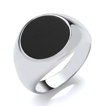 Men's Black Onyx Round Signet