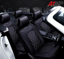 Car Seat Covers Black & White Full Set PU Leather For Renault Clio Captur Mega