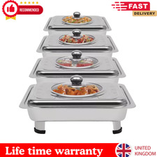 4Pcs Buffet Tray Chafing Dish Food Warmer Rectangular Food Plate Stainless Steel