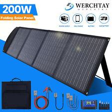 200W Watt 12V Portable Foldable Solar Panel Kit Camping Charger Power Station RV