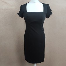 Diane Von Furstenberg Womens Black Dress Knee Length Size UK 10 Square Neckline
