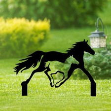 Garden Stake Iron Horse Statue