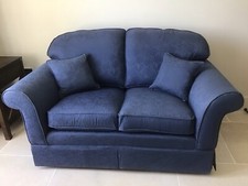 LAURA ASHLEY Winchester 2-Seater Sofa, Navy Damask Fabric, Very Good Condition