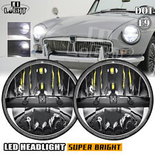 Fit MG MGB GT 1966-1980 Pair 7" Inch Round LED Headlights Projector Hi/Lo Lamps