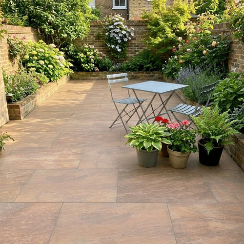 Buff porcelain patio paving - buff,