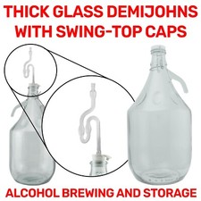 5L GLASS DEMIJOHN with Seal flip cap, Home Brewing, Wine Making, Distilling Alco