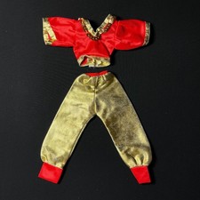 Vintage Faerie Glen circus outfit red top gold trousers sequins fit 12” doll