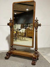 Antique Victorian Large Beautiful Grand Mahogany Cheval Mirror 19th Century