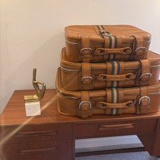 Vintage Set Of 3 Tan Leather