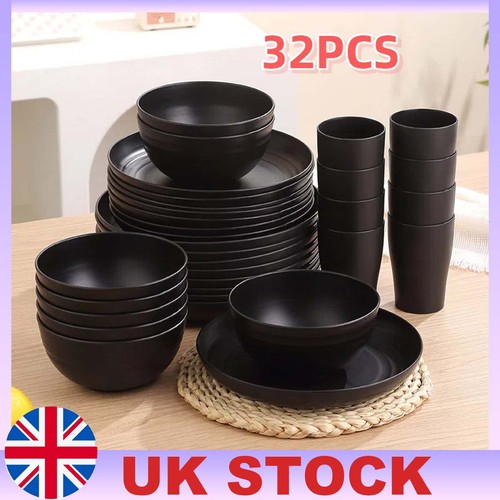 32pcs set black - black, plates