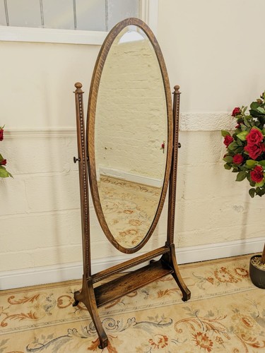 Edwardian carved oak cheval - edwardian,