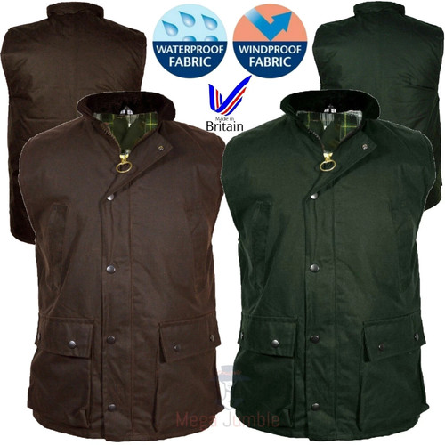 Mens wax quilted gilet - wax,