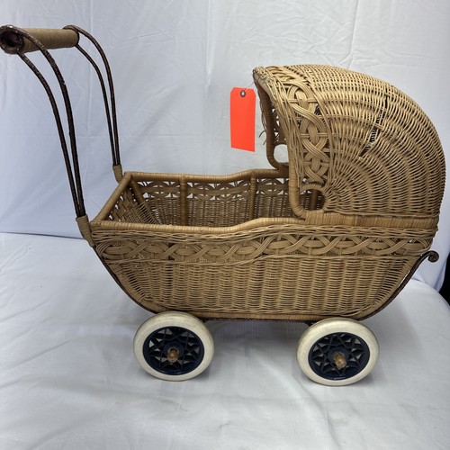 Vintage wicker doll pram - vintage,