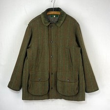 Beaver Tweed Coat Mens 44 XL Green Check Wool Shooting Hunting Field Jacket