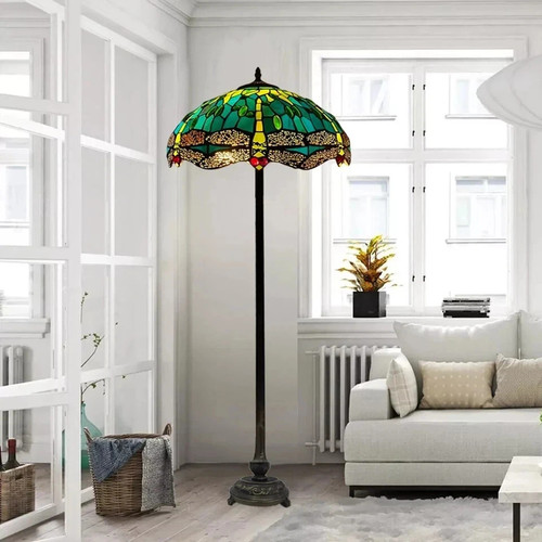 Green tiffany floor lamp - tiffany,