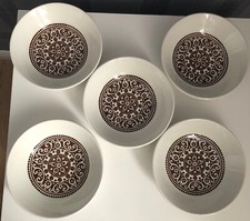 Vintage Biltons 5x Cereal Bowls 17cm Brown Pattern Ironstone Staffordshire