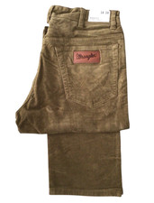 Mens Wrangler Texas Straight leg Corduroy Cord Pants Zip Up - Kangaroo Brown