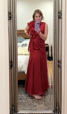 NO 1 JENNY PACKHAM  RED SLEEVELESS LONG MAXI GOWN DRESS SIZE:10 PROM WEDDING