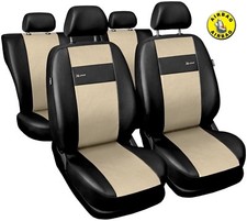 Car seat covers fit Volkswagen Beetle black/beige  leatherette full set