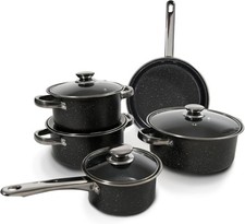 Carter & Clay Black 9 Piece Non-Stick Cookware Set Black/Grey/Copper/Rose Gold