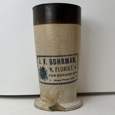 Stoneware Flower Vase J V Bohrman Florist Von Borries Ave LOUISVILLE KENTUCKY KY