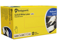 Bodyguards Latex Powdered Disposable Gloves White Box of 100 - Easy Donning