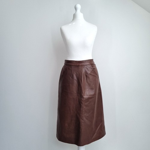 Vintage real leather skirt - vintage,