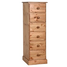 Wellington Tall Boy Chest Six Drawers Solid Pine by Realwoods