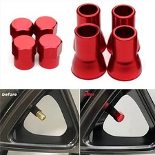 4PCS Red Aluminum Car Tire Wheel Stem Air Valve Caps&Sleeve Cover Accessories