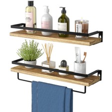 2x Wooden Floating Shelves