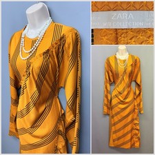 ZARA Women's Mustard Stripe Woven Dress Medium