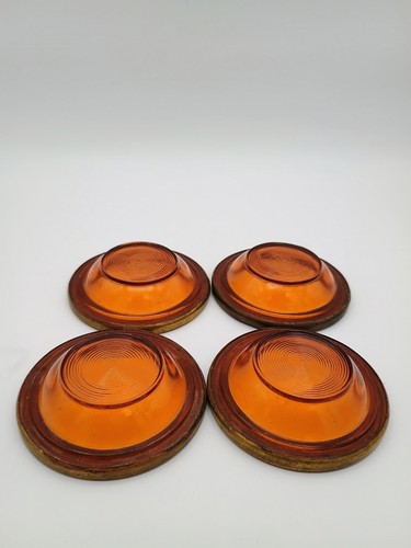 Vtg amber glass brass - glass, &