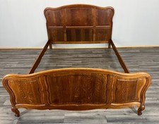 Bed - Vintage French Louis XV Double Bed Frame Oak Carved Headboard  Lot 3793