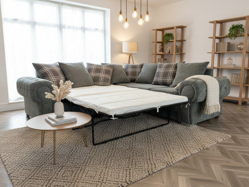 Grey fabric corner sofa bed - grey,