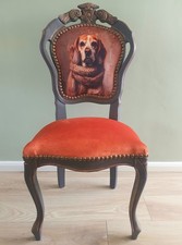 French Style Dining Bedroom Accent Upholstery Chair with MR Dog Print