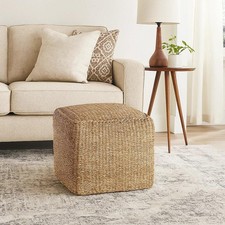 Jute Square Footstool Pouffe