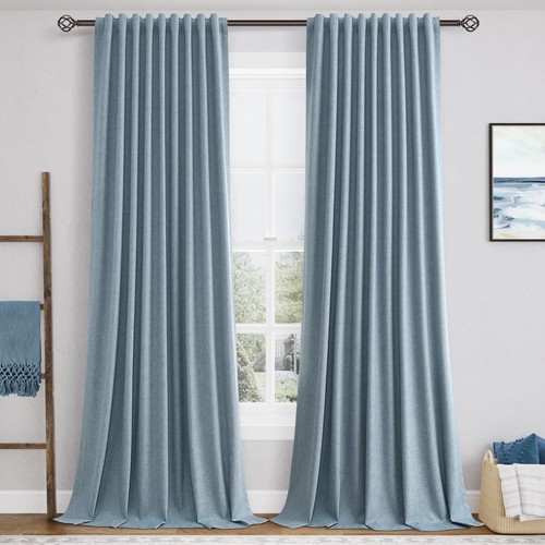 Blue linen 100 blackout - blue, 100%