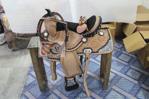Western leather saddle - leather,